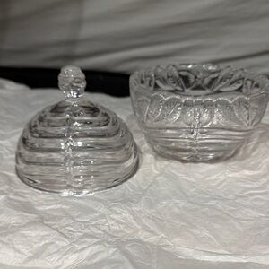 Elegant Clear Glass Sugar Bowl with Lid